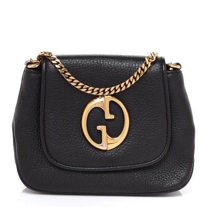 Gucci Pebbled Calfskin Small 1973 Chain Shoulder Bag Black 1 of 10