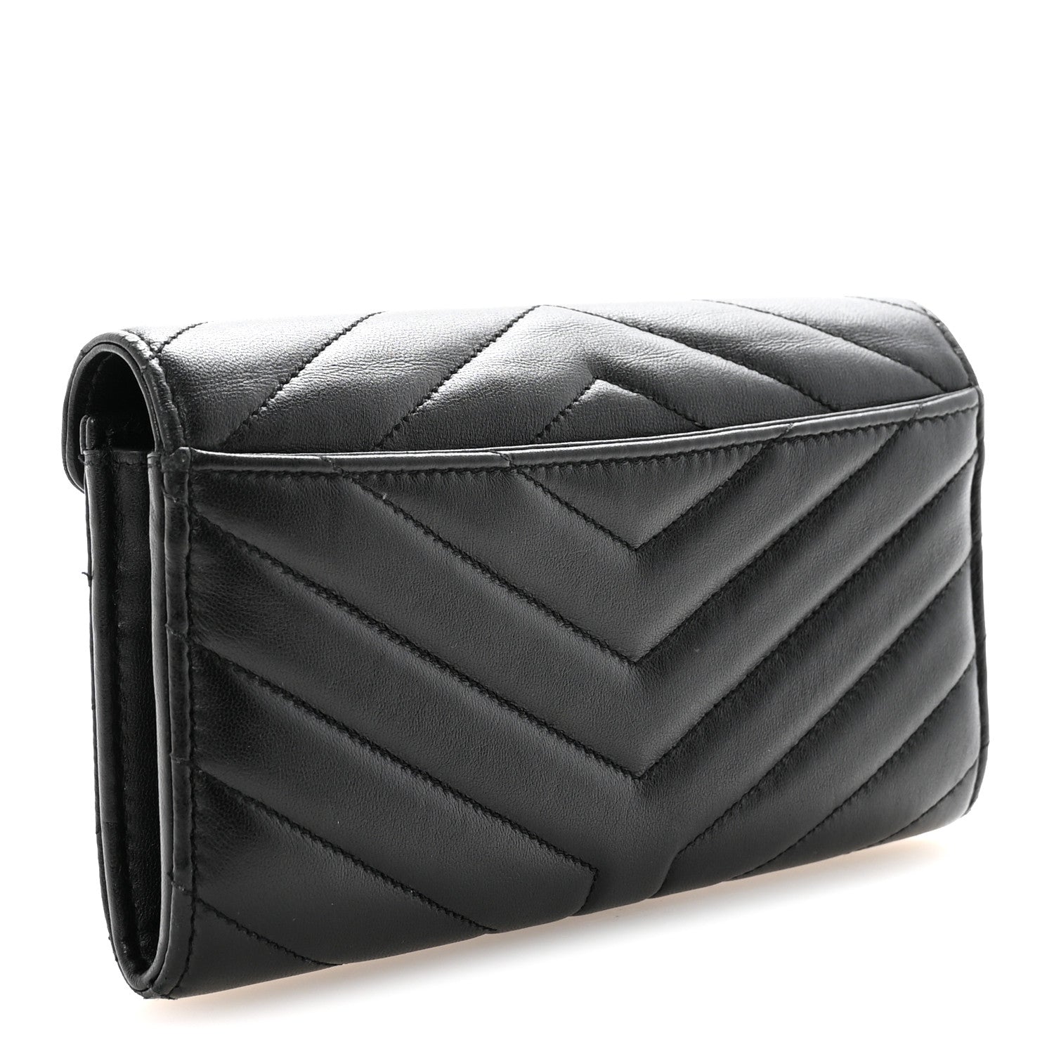 Saint Laurent Lambskin Y Quilted Monogram Large Loulou Flap Wallet Black 3 of 7