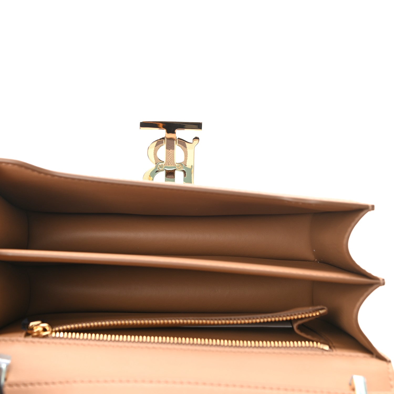 Burberry Calfskin Tartan Print Small TB Bag Light Fawn 5 of 10