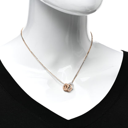 Cartier 18K White Pink Gold Diamond Three Ring LOVE Pendant Necklace 2 of 4