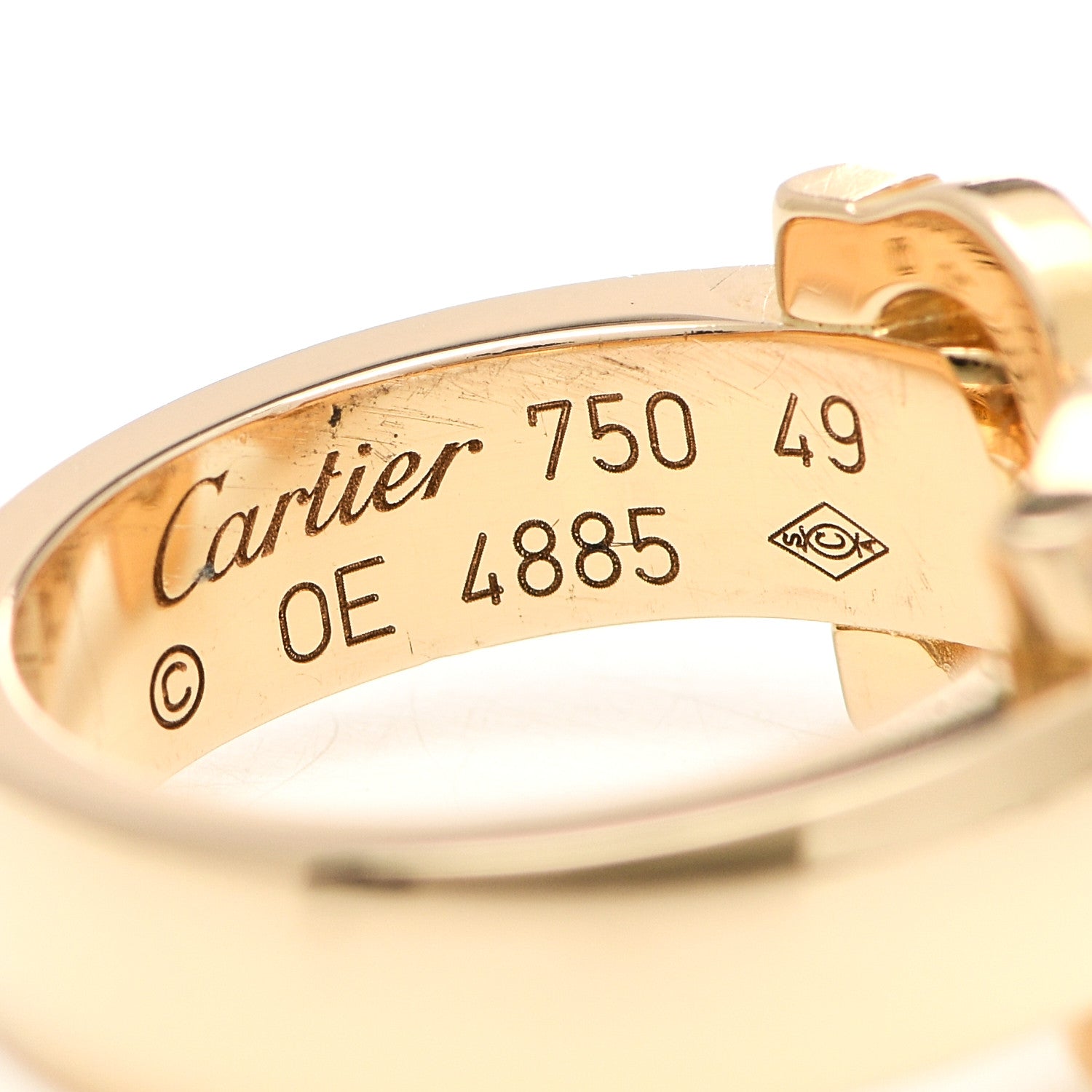 Cartier 18K Yellow Gold Diamond C De Cartier Ring 49 4.75 5 of 7