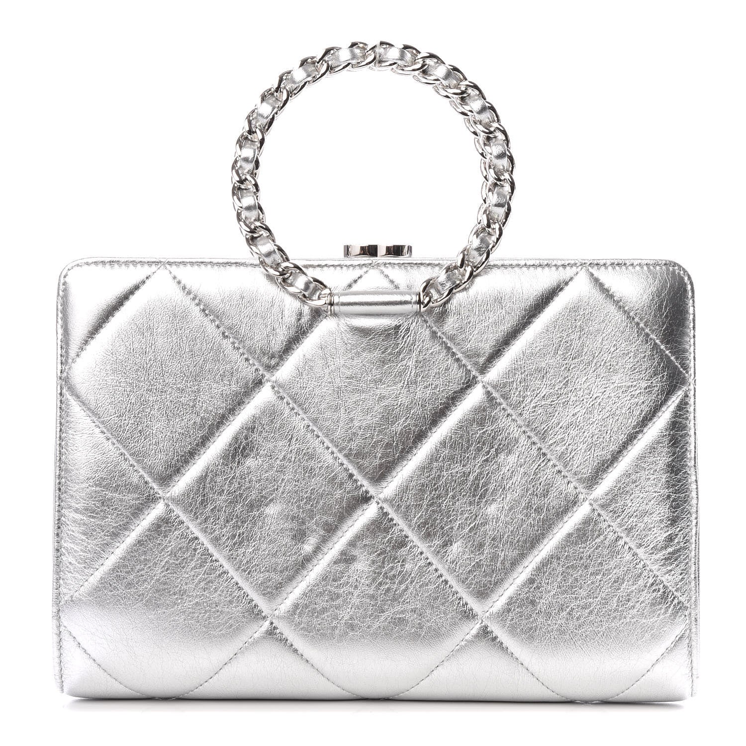 Chanel Metallic Crumpled Lambskin Clutch Silver 1 of 9