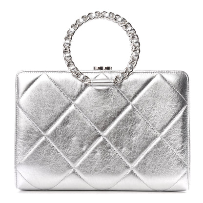 Chanel Metallic Crumpled Lambskin Clutch Silver 1 of 9