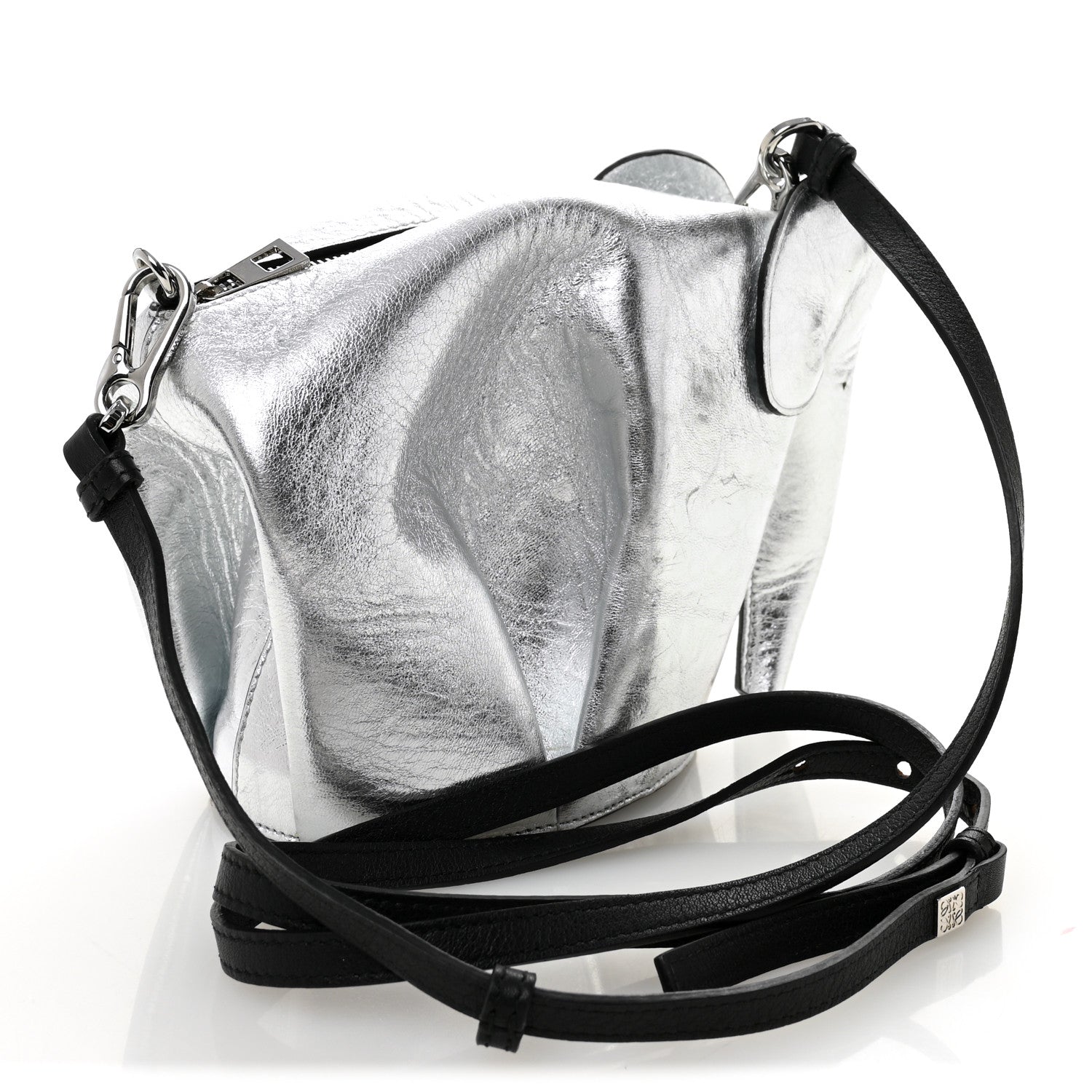 Loewe Metallic Calfskin Mini Elephant Crossbody Bag Silver 3 of 10