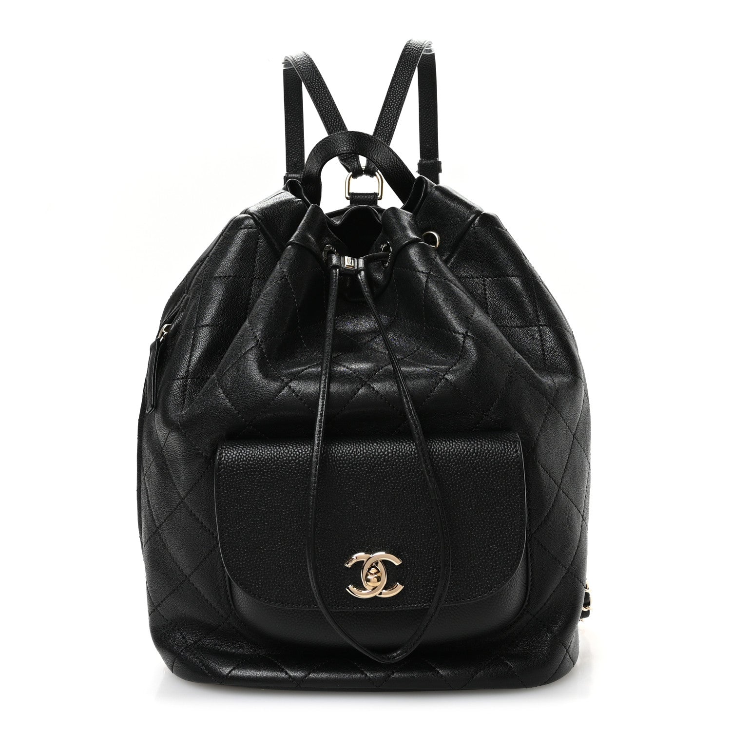 Chanel Sheepskin Caviar Quilted Daily Round Backpack Black 1 of 10