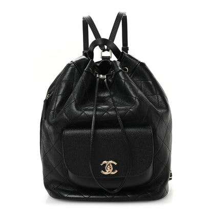 Chanel Sheepskin Caviar Quilted Daily Round Backpack Black 1 of 10