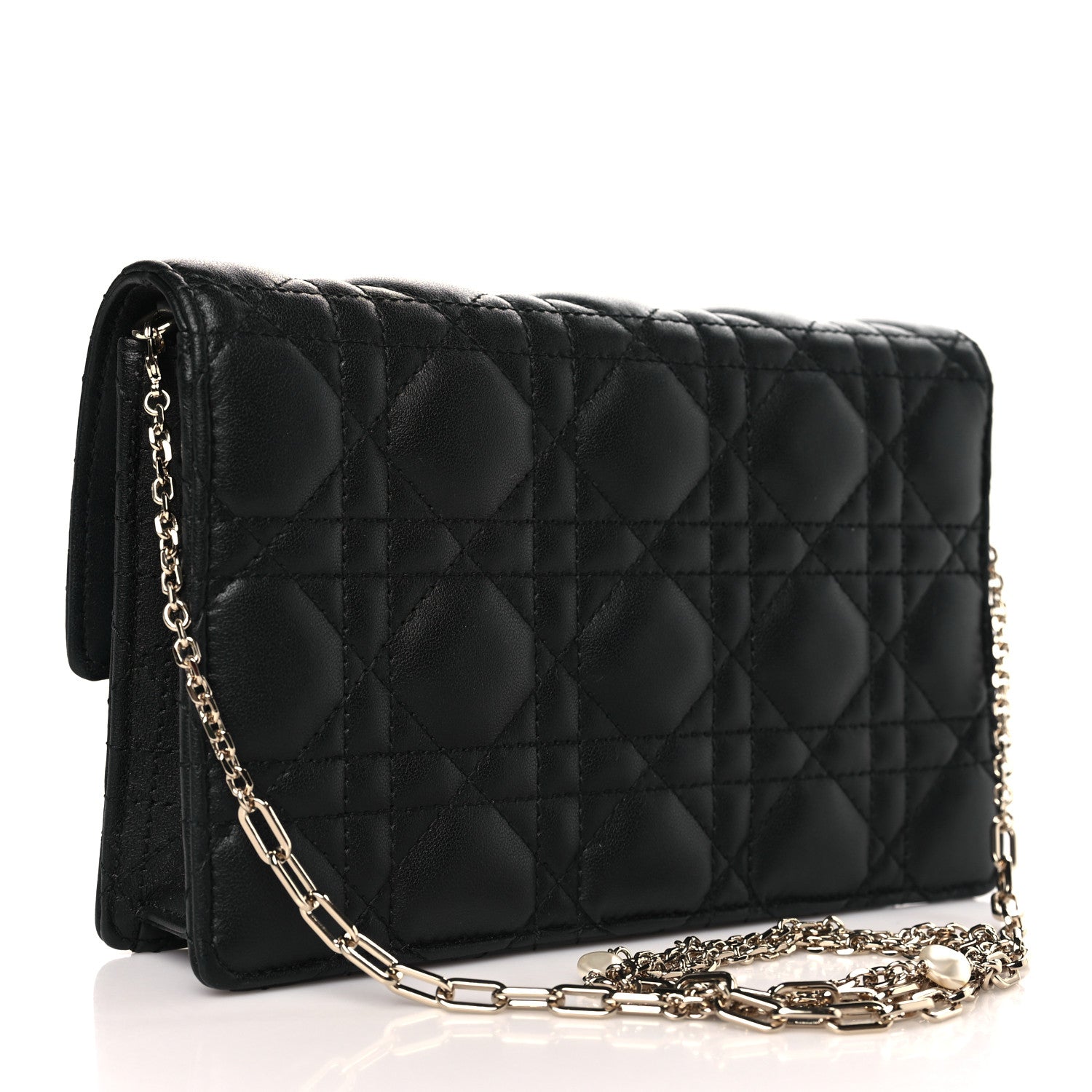 Christian Dior Lambskin Cannage Lady Dior Chain Pouch Black 3 of 9