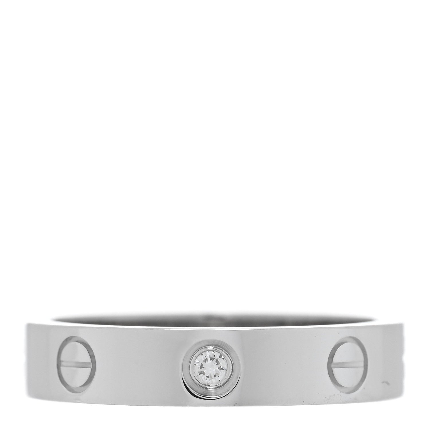 Cartier 18K White Gold Diamond 4mm LOVE Wedding Band Ring 53 6.5 1 of 5
