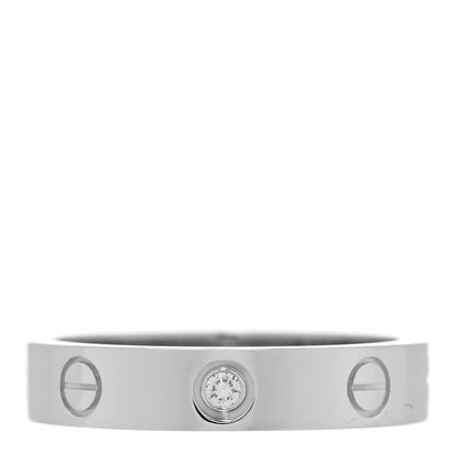 Cartier 18K White Gold Diamond 4mm LOVE Wedding Band Ring 53 6.5 1 of 5