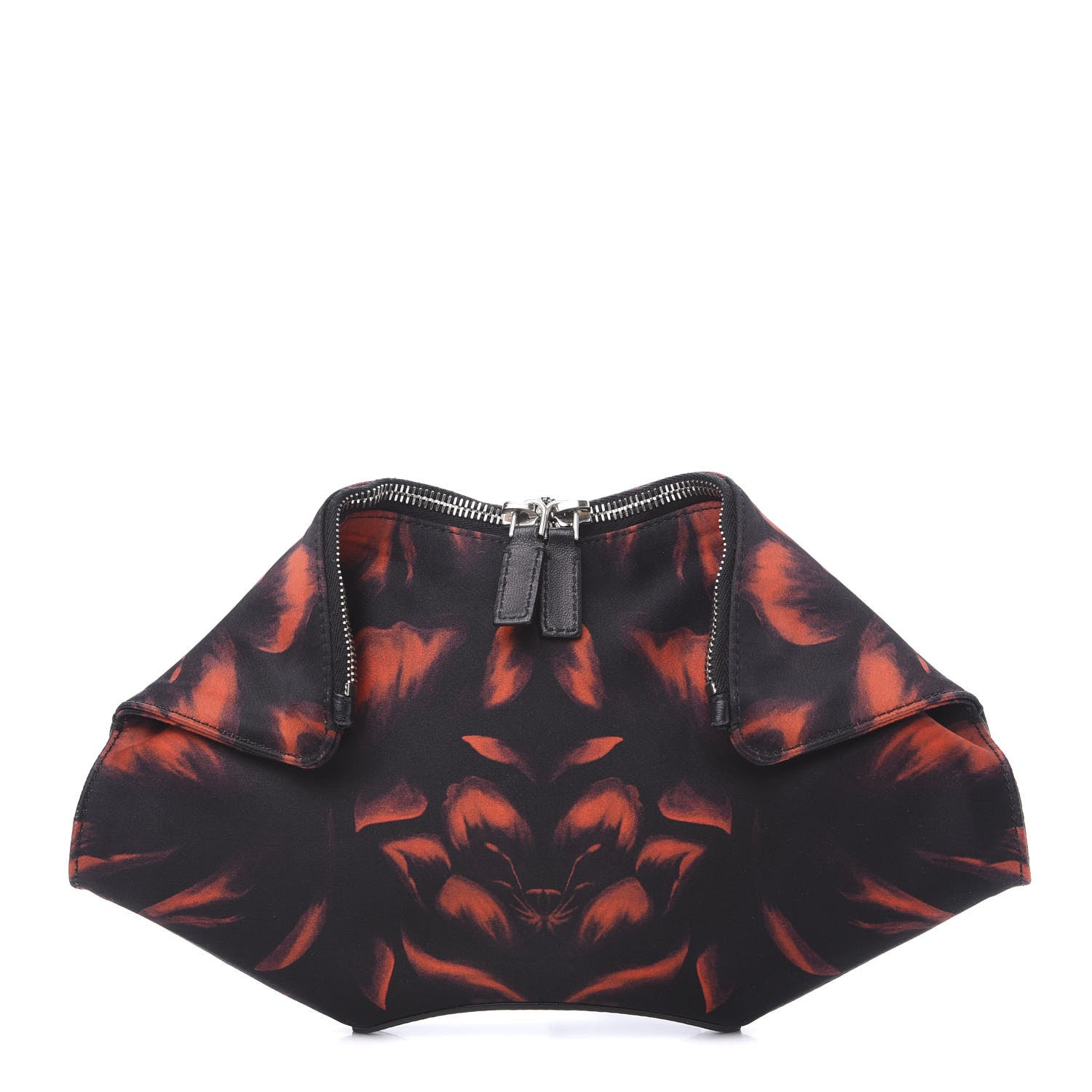 Alexander McQueen Silk Night Flowers De Manta Clutch Red Black 1 of 12