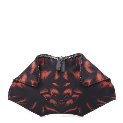 Alexander McQueen Silk Night Flowers De Manta Clutch Red Black 1 of 12