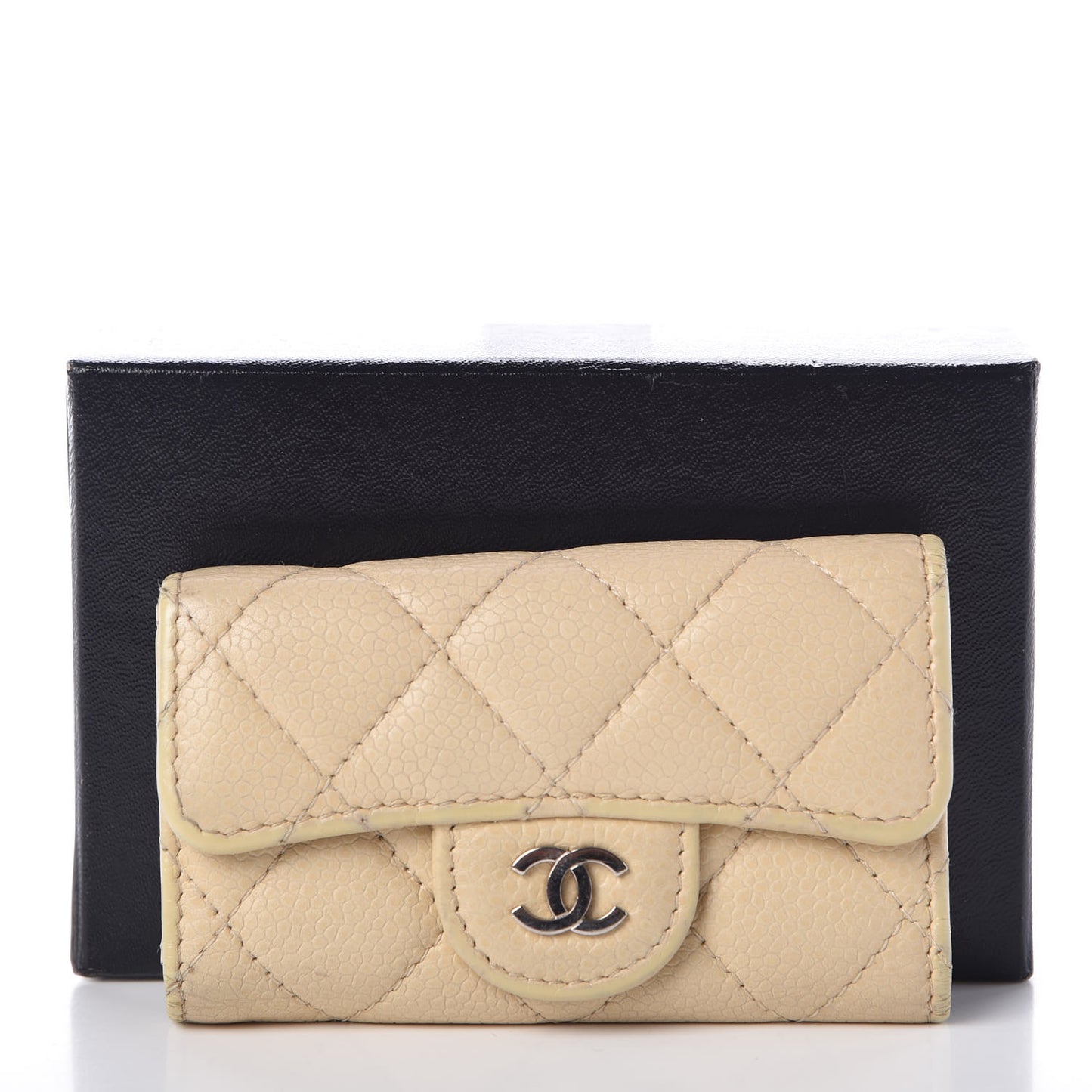 Caviar Quilted 6 Key Holder Beige