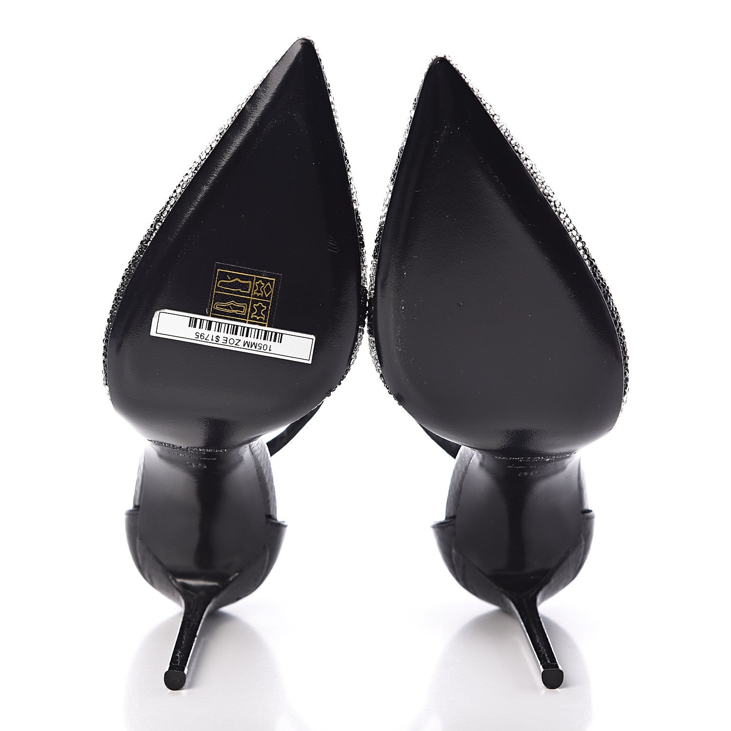Saint Laurent Watersnake Crystal Embellished Zoe 105 Ankle Strap Pumps 35 Black 8 of 8
