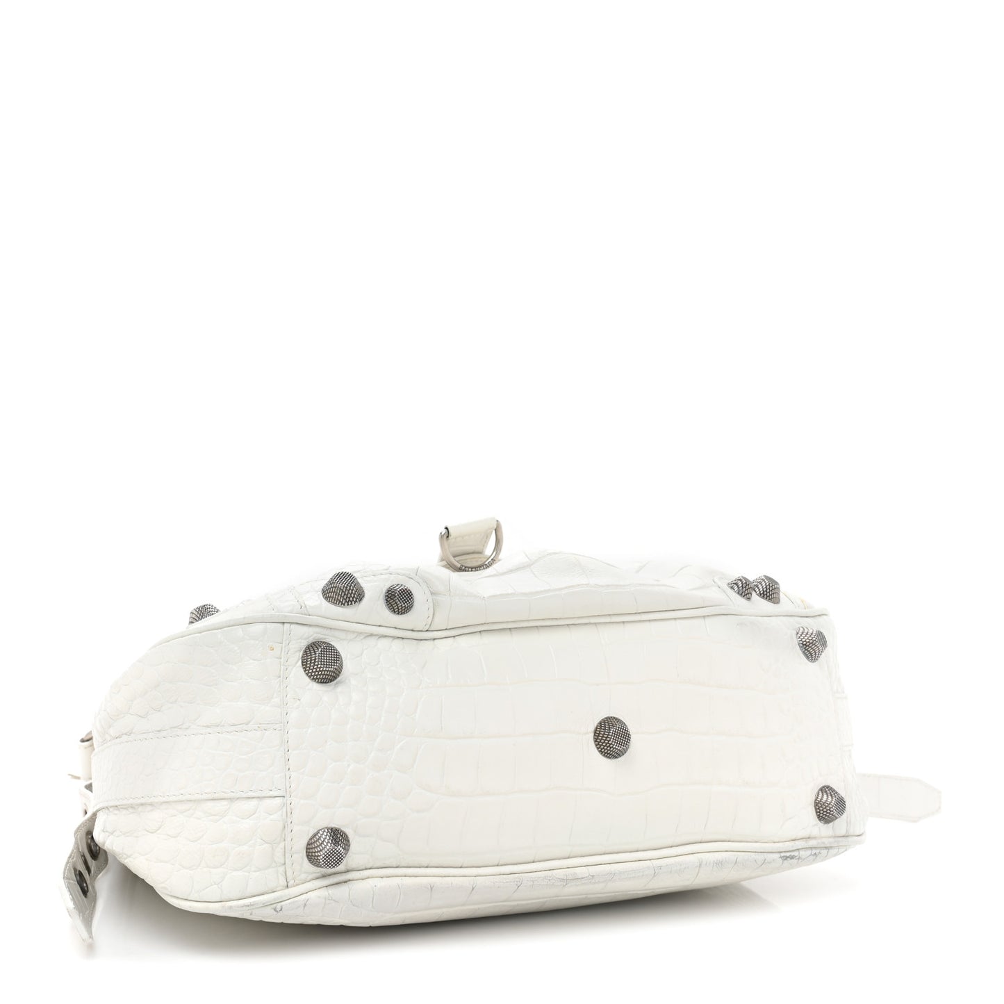 Extra Supple Calfskin Crocodile Embossed Medium Le Cagole Shoulder Bag White
