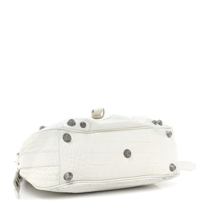 Balenciaga Extra Supple Calfskin Crocodile Embossed Medium Le Cagole Shoulder Bag White 4 of 18