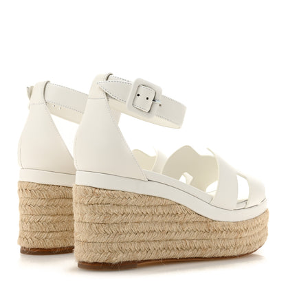 Hermes Goatskin Elda Espadrille Wedge Sandals 36 White 5 of 9