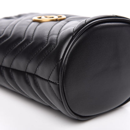 Gucci Calfskin Matelasse Mini GG Marmont 2.0 Bucket Bag Black 9 of 12