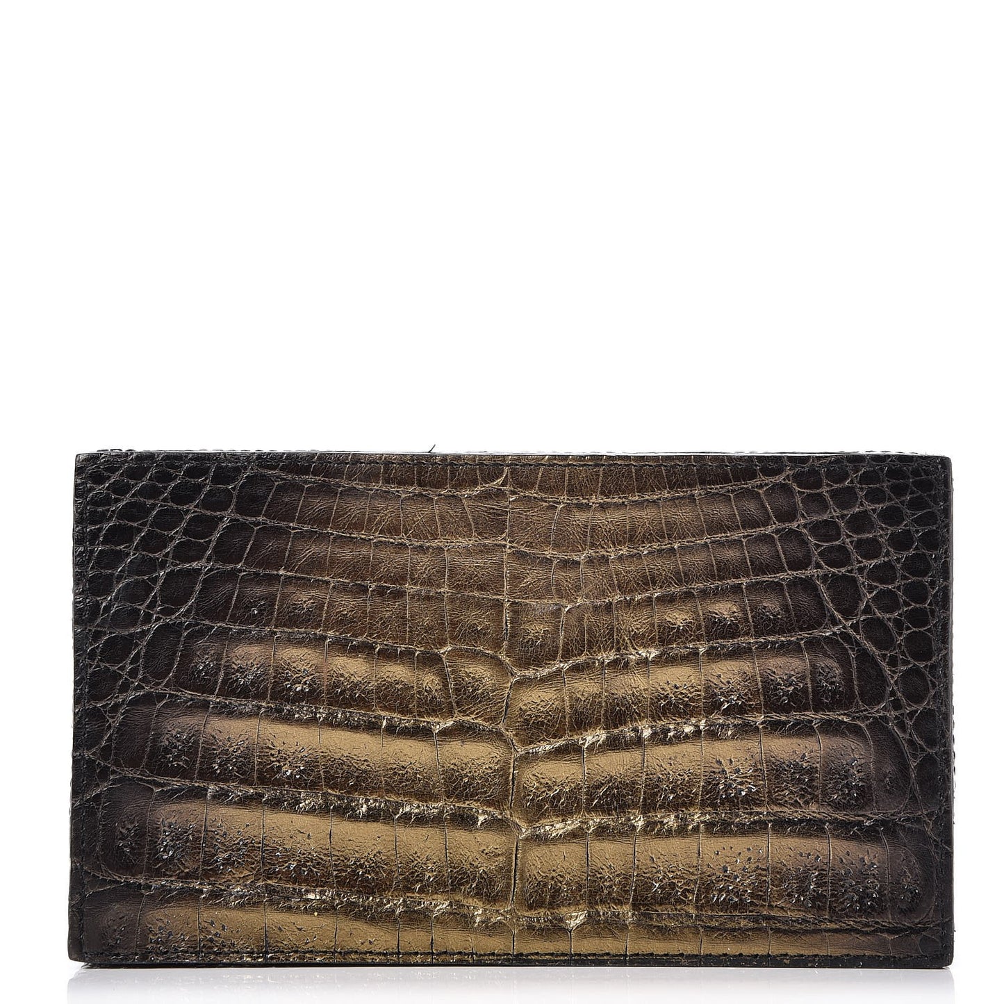 Crocodile Box Clutch Black Gold