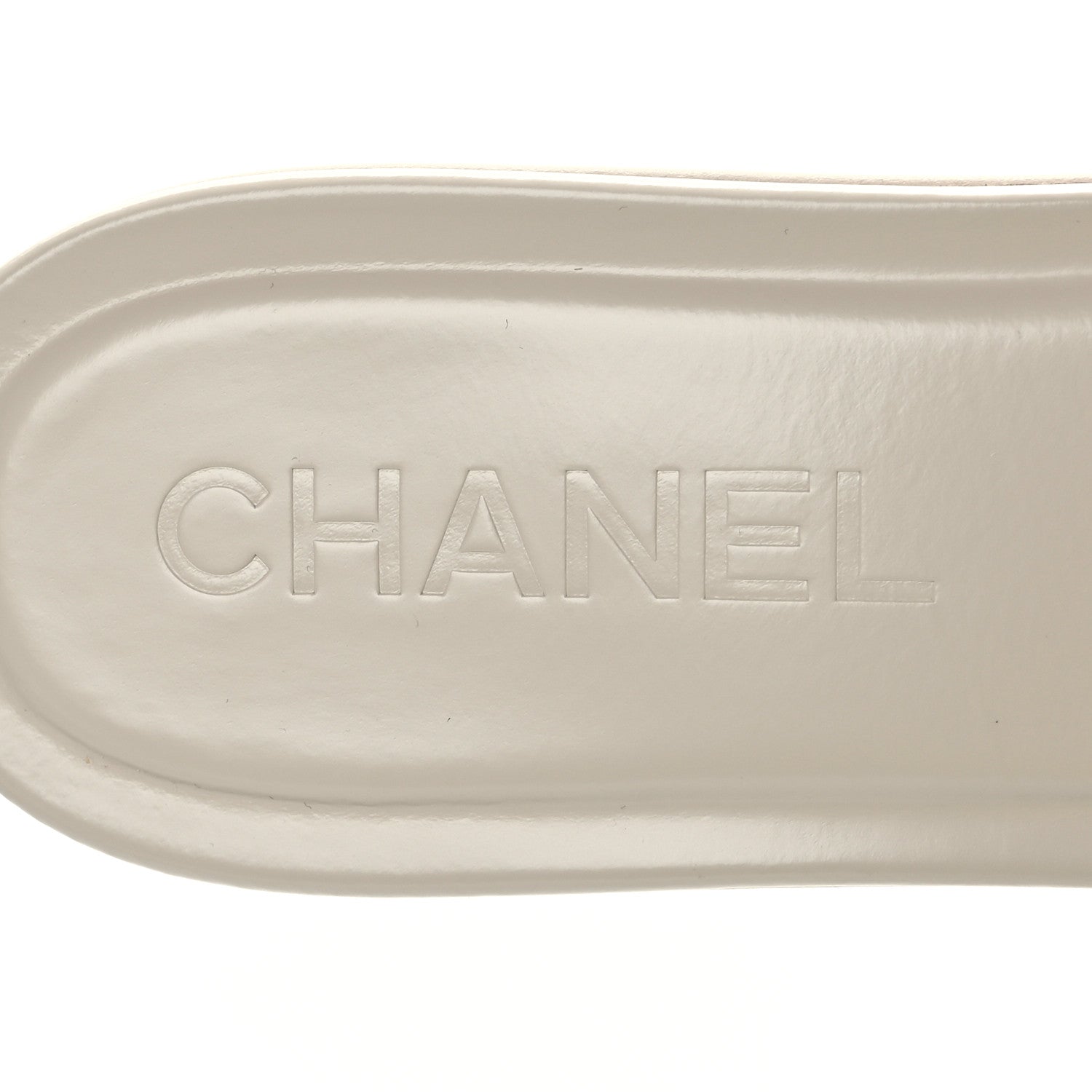 Chanel Calfskin Patent Calfskin Logo Mules 38 Ivory White 7 of 8