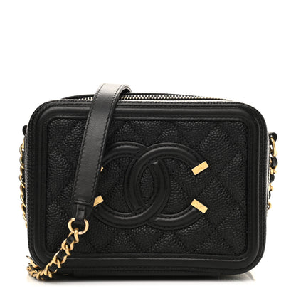 Chanel Caviar Quilted CC Filigree Vanity Clutch With Chain Black 1 of 11
