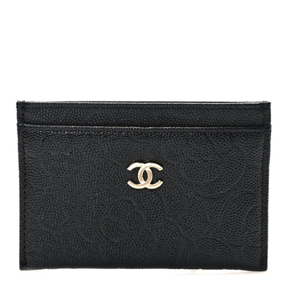 Chanel Caviar Camellia Embossed Card Holder Black 1 of 7