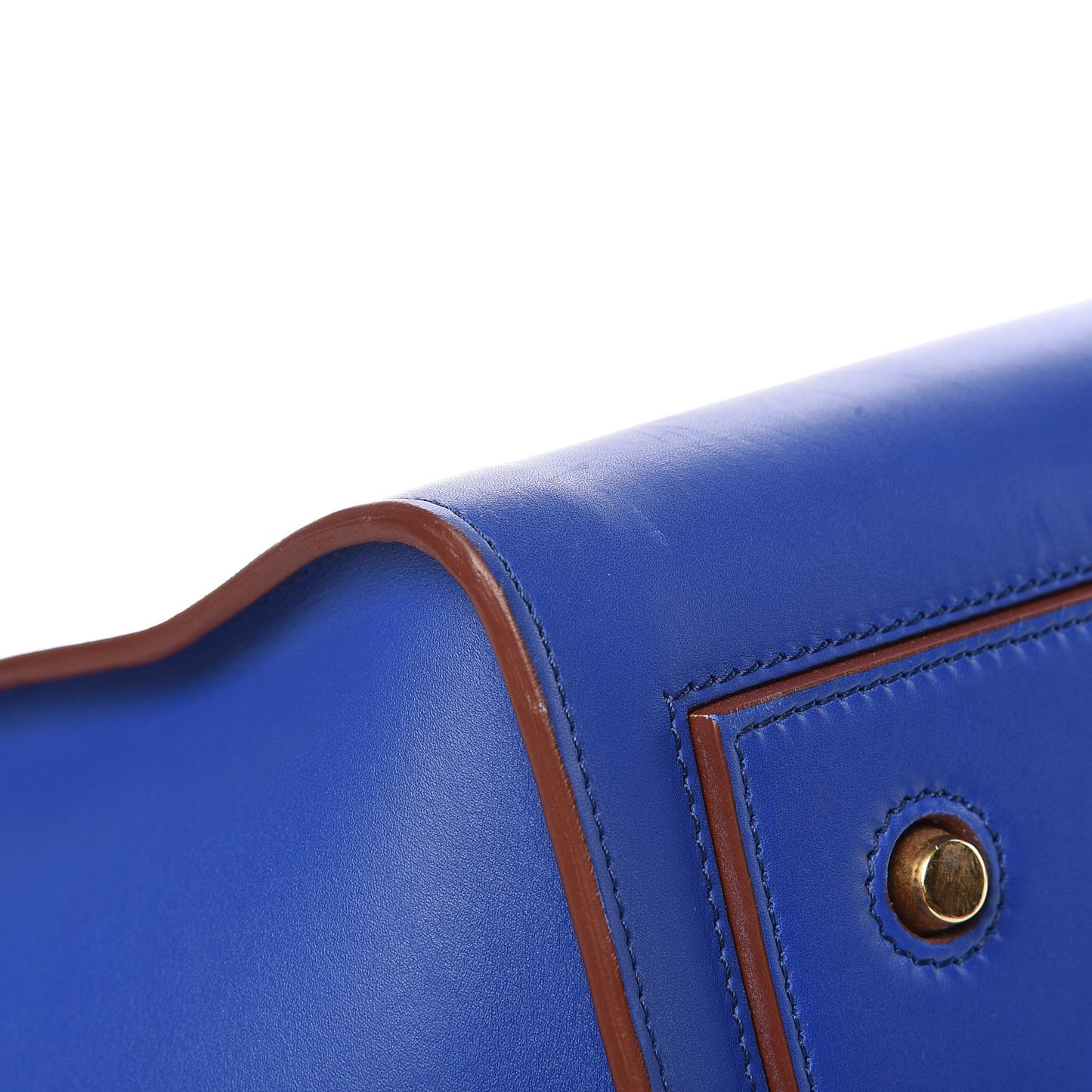 Natural Calfskin Large Tie Knot Tote Royal Blue