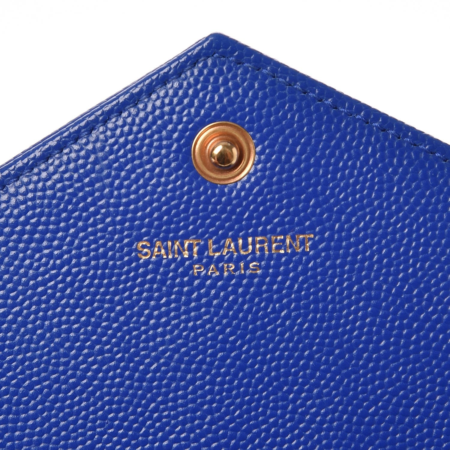 Saint Laurent Grain De Poudre Matelasse Chevron Monogram Envelope Chain Wallet Blue Majorelle 7 of 8