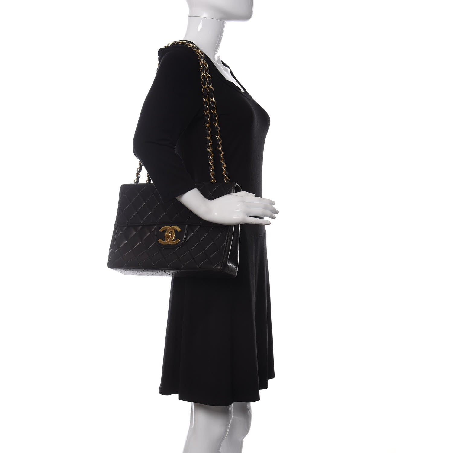 Chanel Lambskin Quilted XL Jumbo Single Flap Black 2 of 12