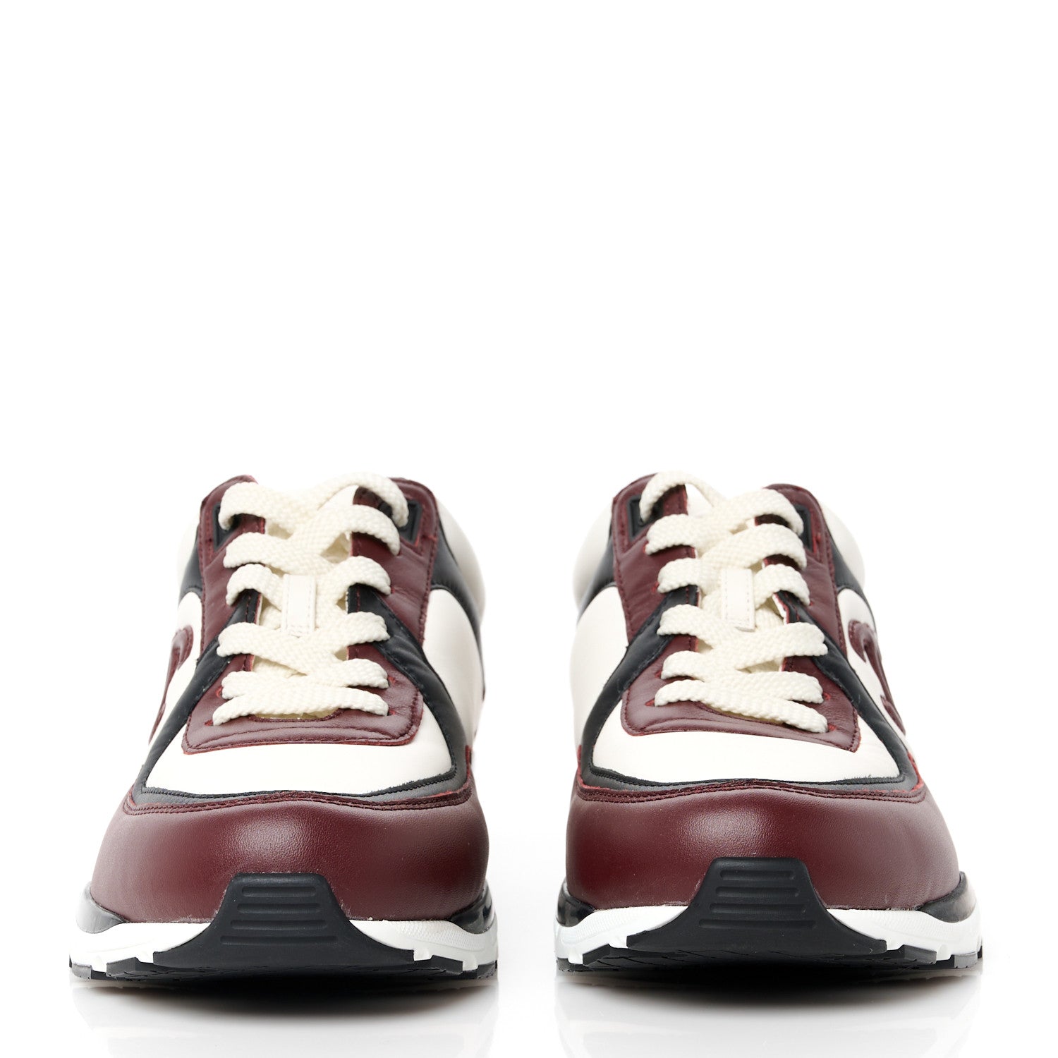 Chanel Calfskin CC Sneakers 37.5 Brown White Black 2 of 9