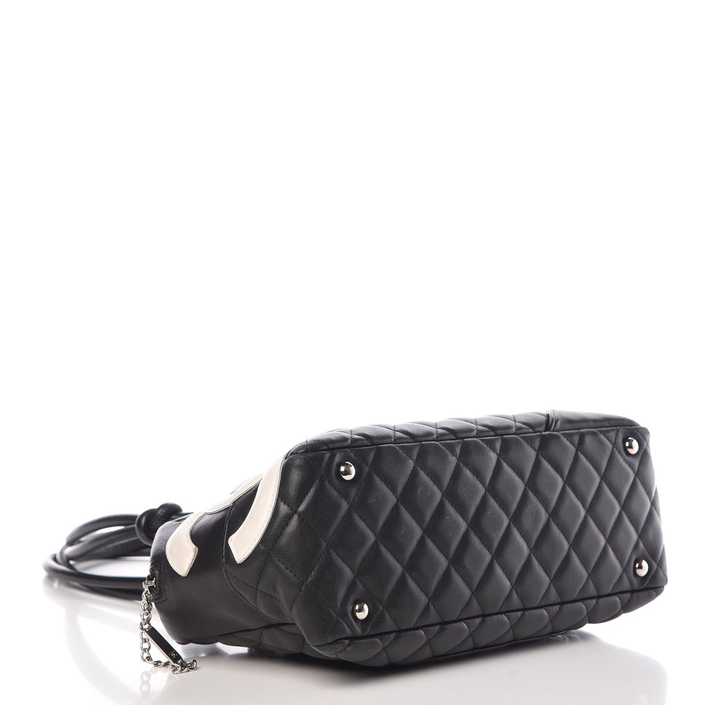 Calfskin Quilted Large Cambon Bowler Black White