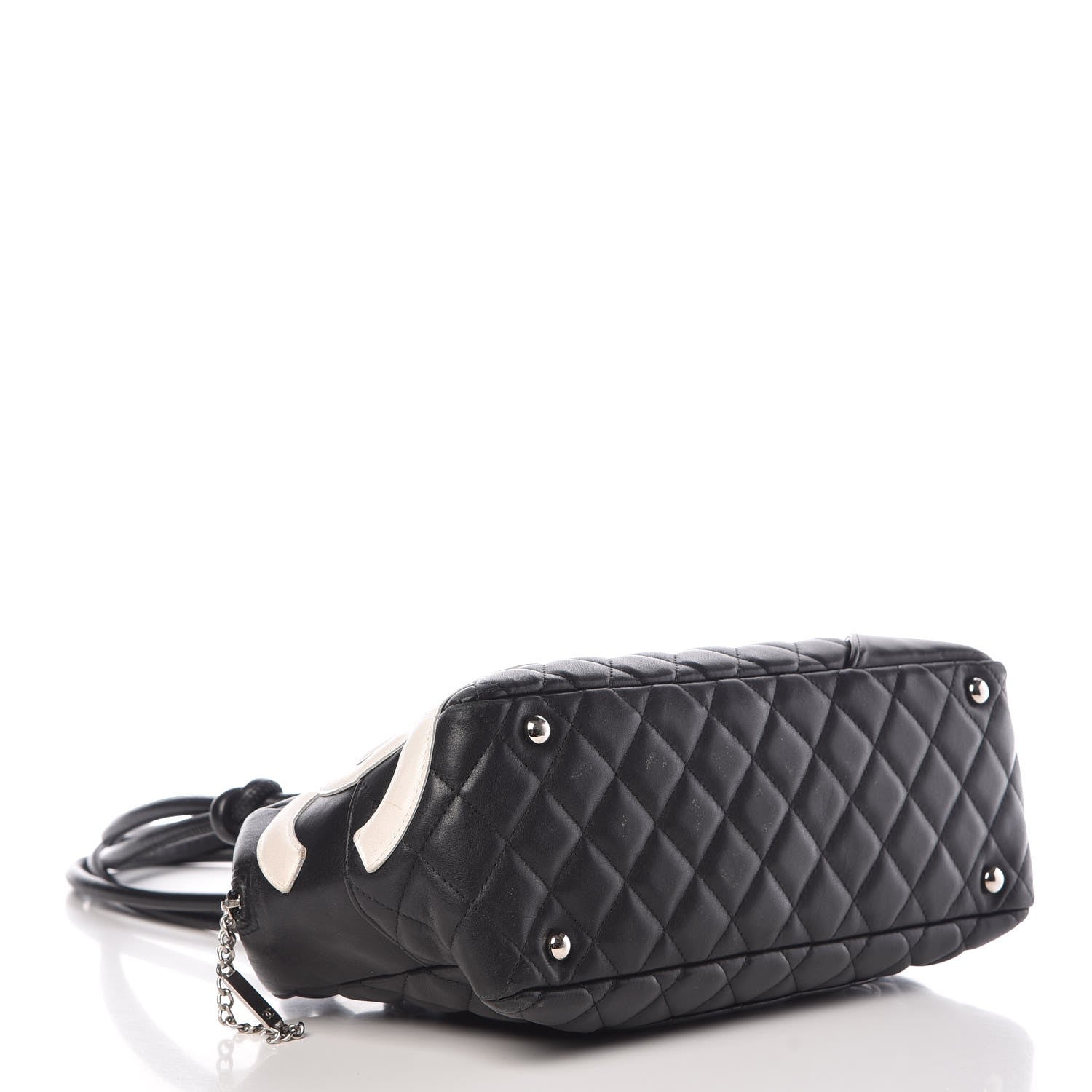 Chanel Calfskin Quilted Large Cambon Bowler Black White 4 of 9