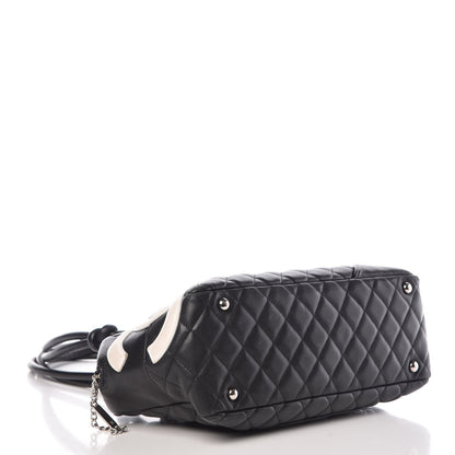 Chanel Calfskin Quilted Large Cambon Bowler Black White 4 of 9