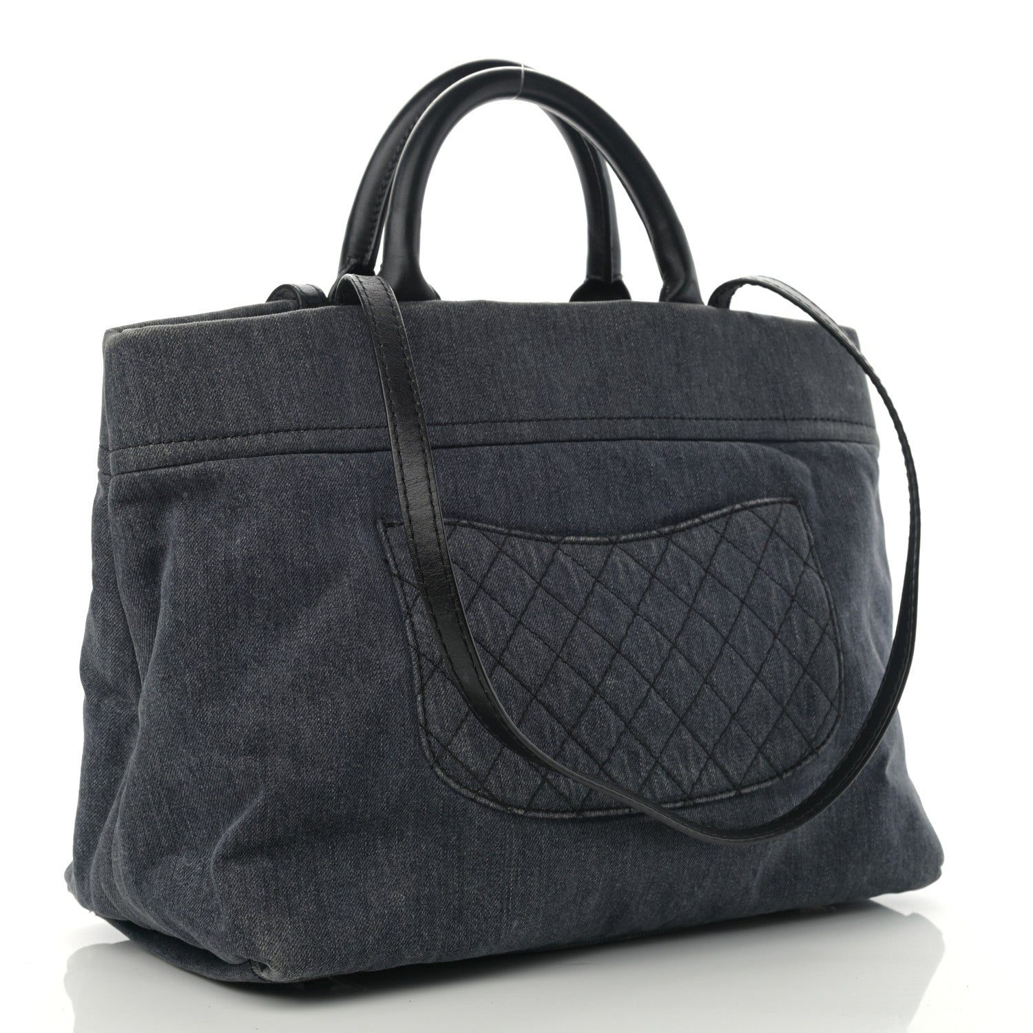Chanel Denim CC Logo Tote Blue 3 of 10