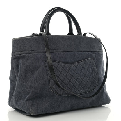 Chanel Denim CC Logo Tote Blue 3 of 10
