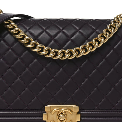 Chanel Lambskin Quilted New Medium Boy Flap Dark Purple 15 of 19