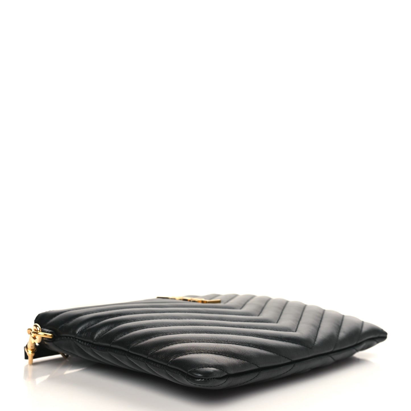 Calfskin Matelasse Chevron Monogram A5 Wristlet Black