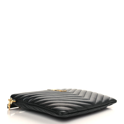 Saint Laurent Calfskin Matelasse Chevron Monogram A5 Wristlet Black 4 of 6