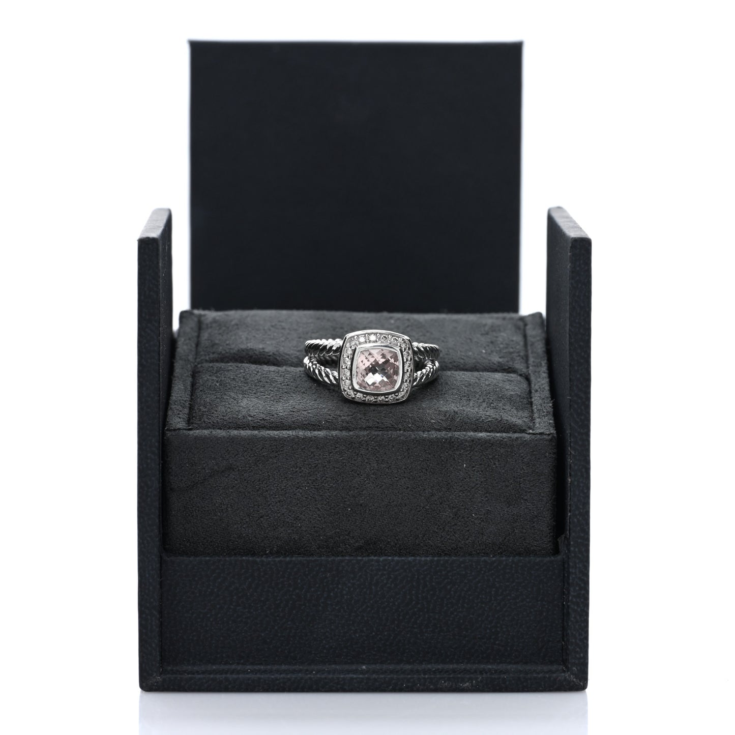 Sterling Silver Diamond Morganite 7mm Petite Albion Ring 52 6
