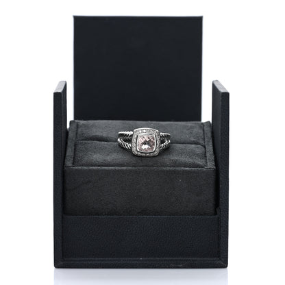 David Yurman Sterling Silver Diamond Morganite 7mm Petite Albion Ring 52 6 5 of 5
