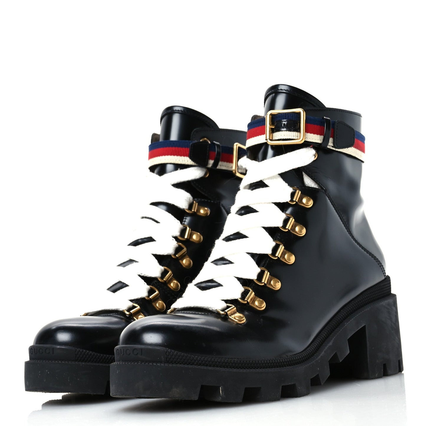 Calfskin Sylvie Web Womens Lace Up Combat Boots 39.5 Black