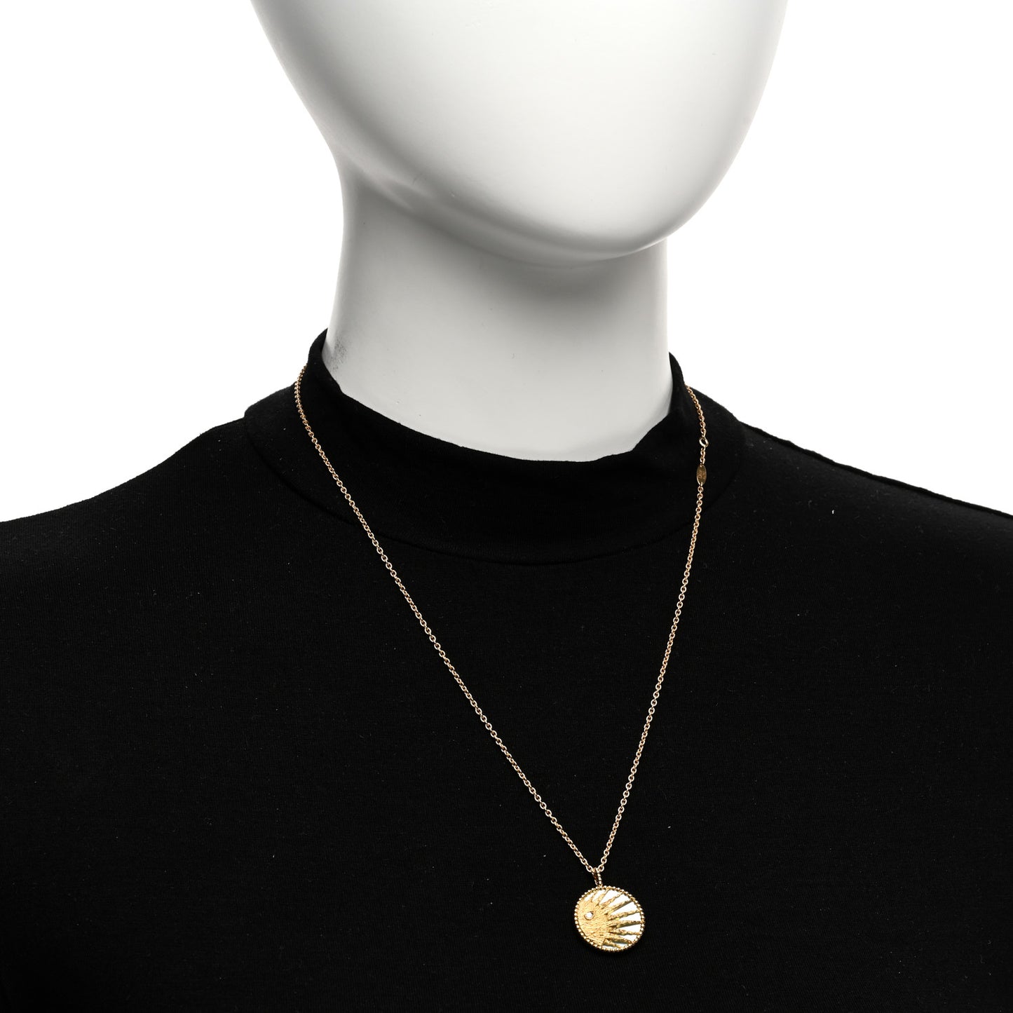 18K Yellow White Gold Diamond Black Onyx Mother of Pearl Rose Celeste Medallion Pendant Necklace