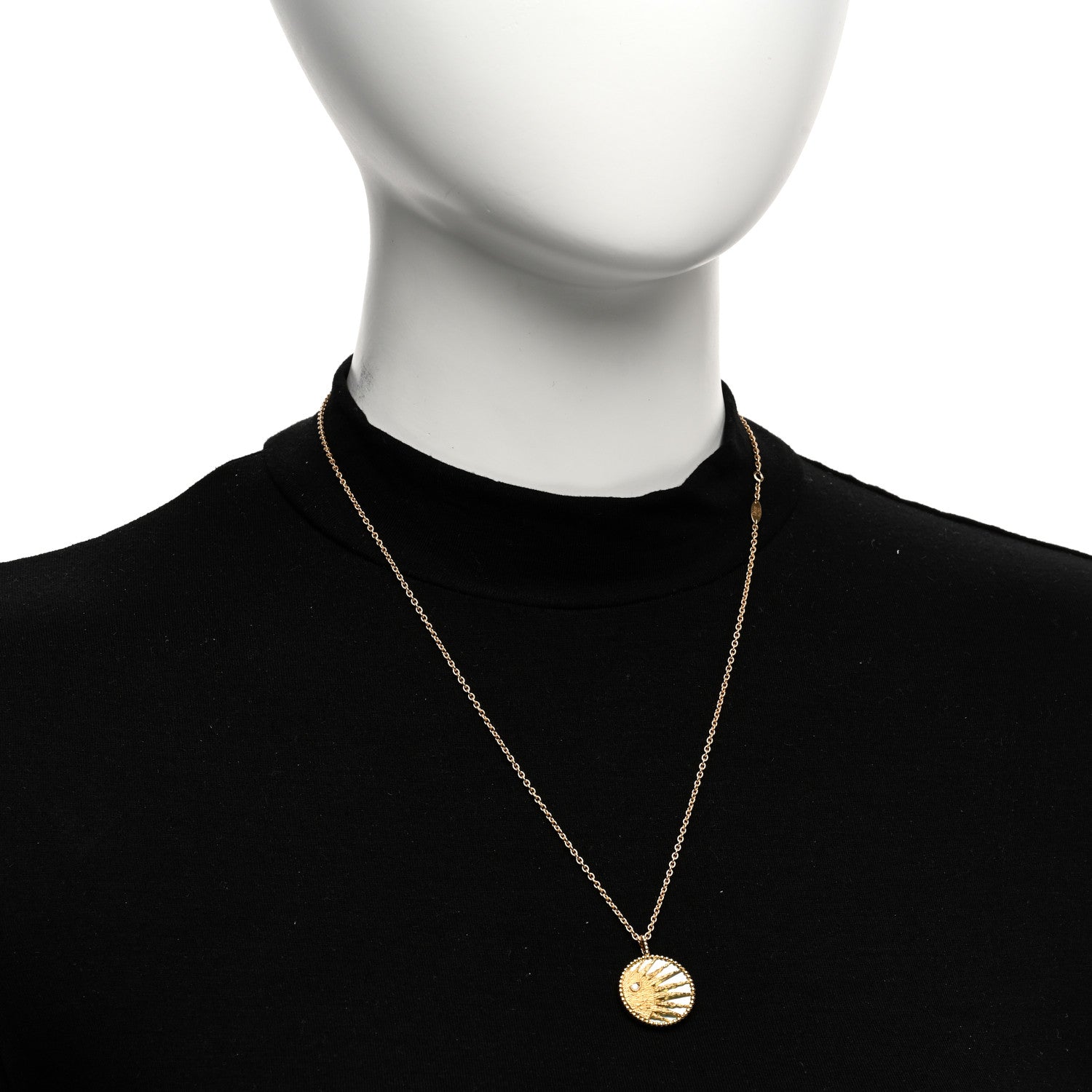 Christian Dior 18K Yellow White Gold Diamond Black Onyx Mother of Pearl Rose Celeste Medallion Pendant Necklace 2 of 7