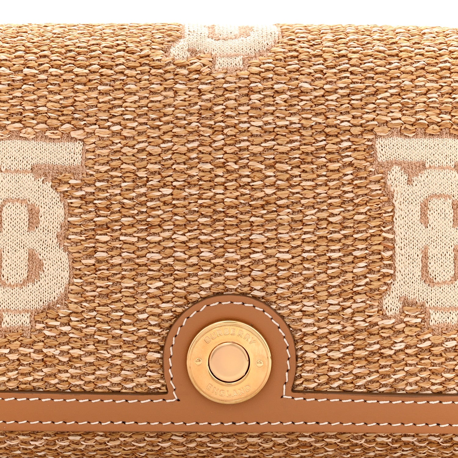 Burberry Raffia Calfskin TB Note Crossbody Bag Natural 8 of 10
