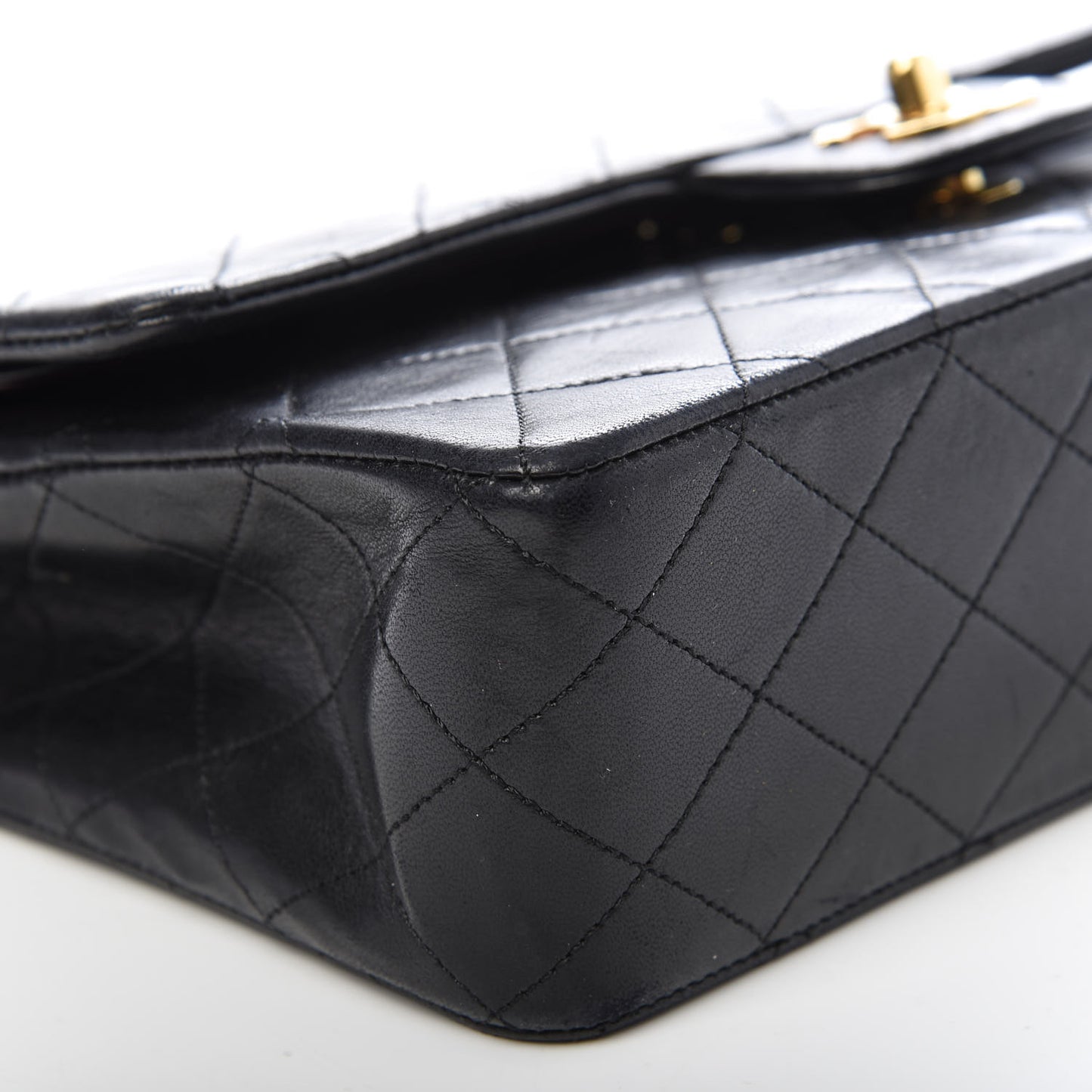 Lambskin Quilted Medium Double Flap Black