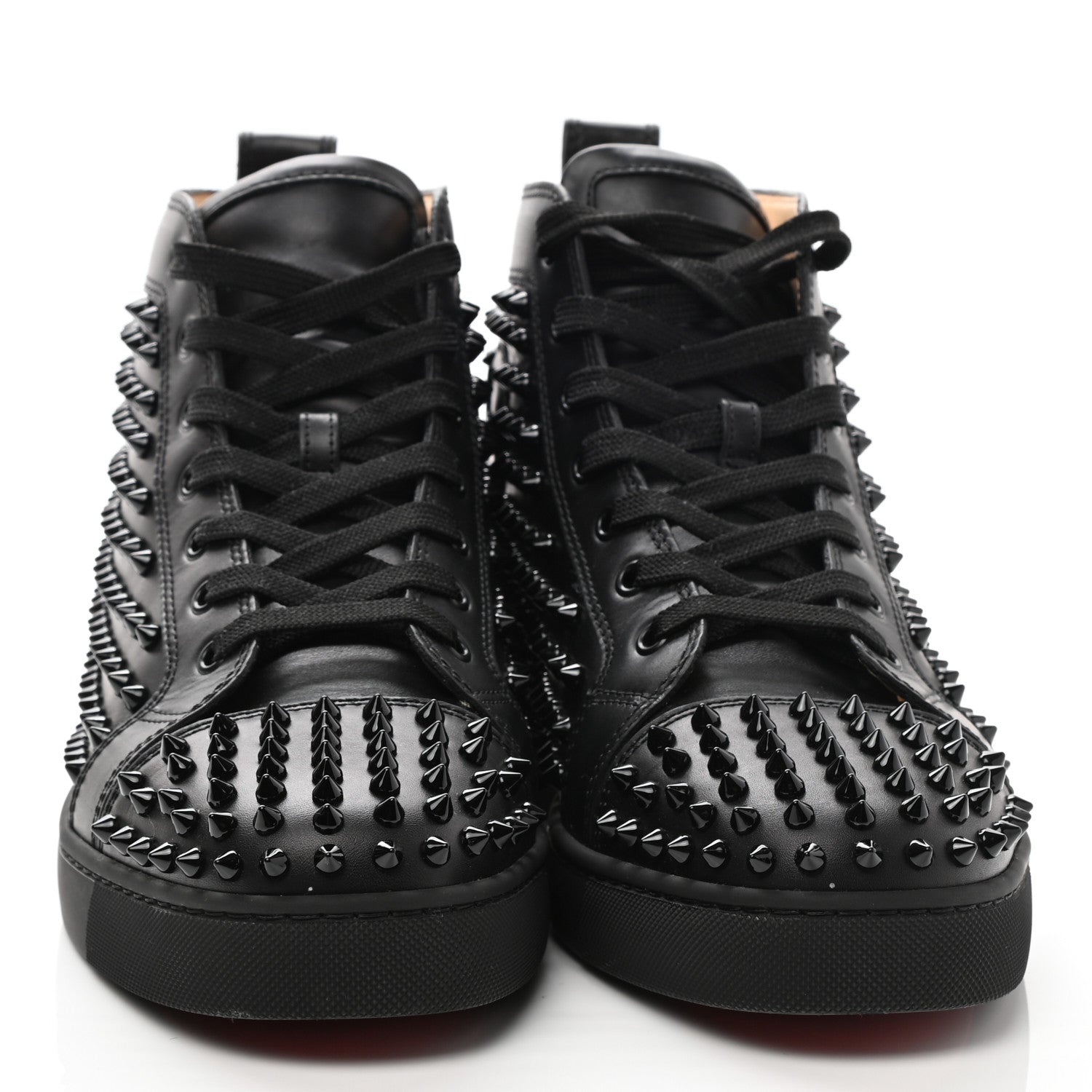 Christian Louboutin Calfskin Mens Louis Spikes Flat Sneakers 44 Black 2 of 9