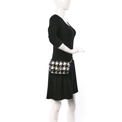 Chanel Tweed Quilted Chanel 19 Waist Bag Black Ecru White 2 of 9