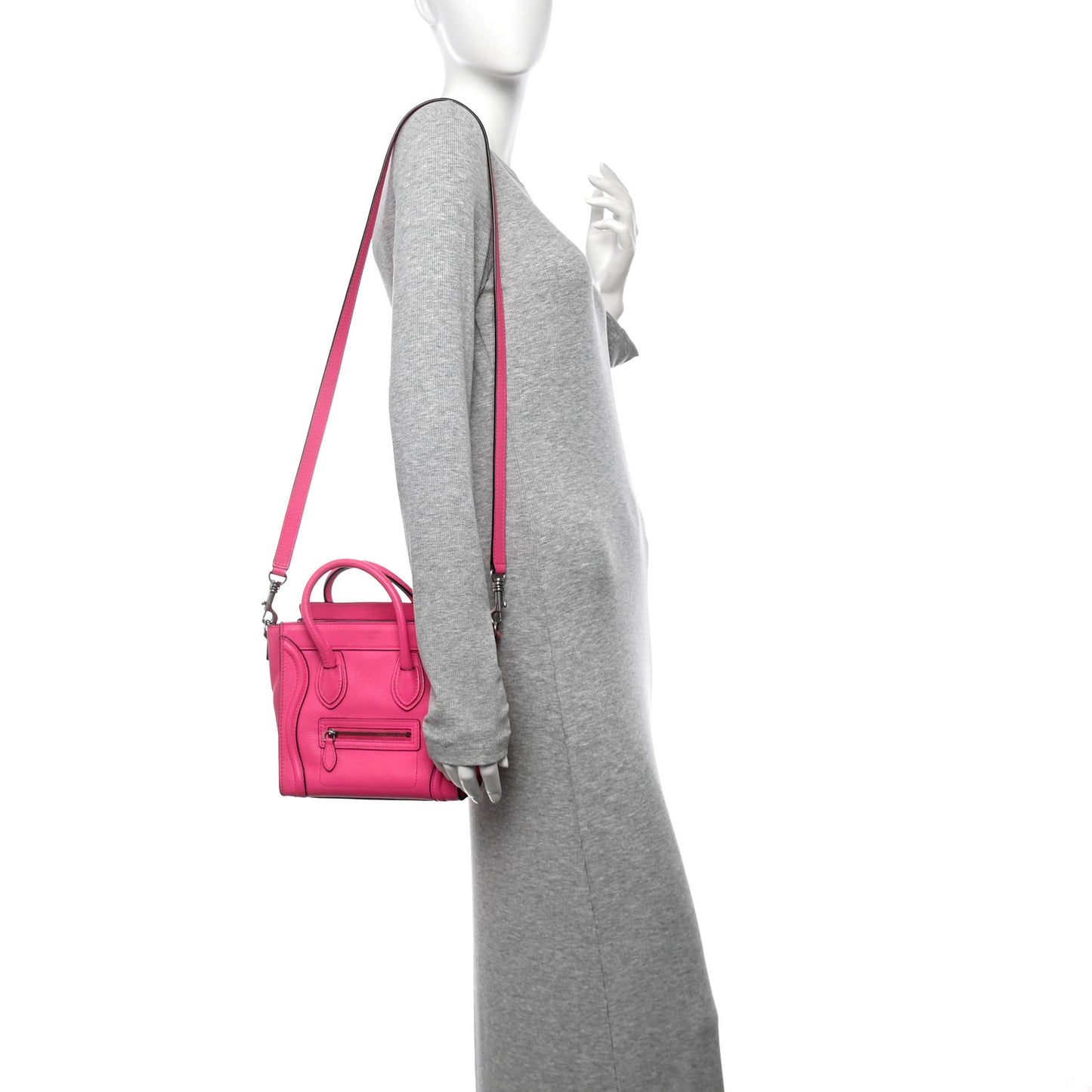 Drummed Calfskin Nano Luggage Fuchsia