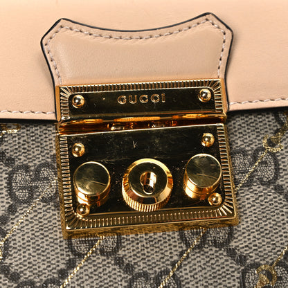 Gucci GG Supreme Monogram Calfskin Horsebit Print Mini Padlock Top Handle Shoulder Bag Beige Ebony Light Pink 11 of 12