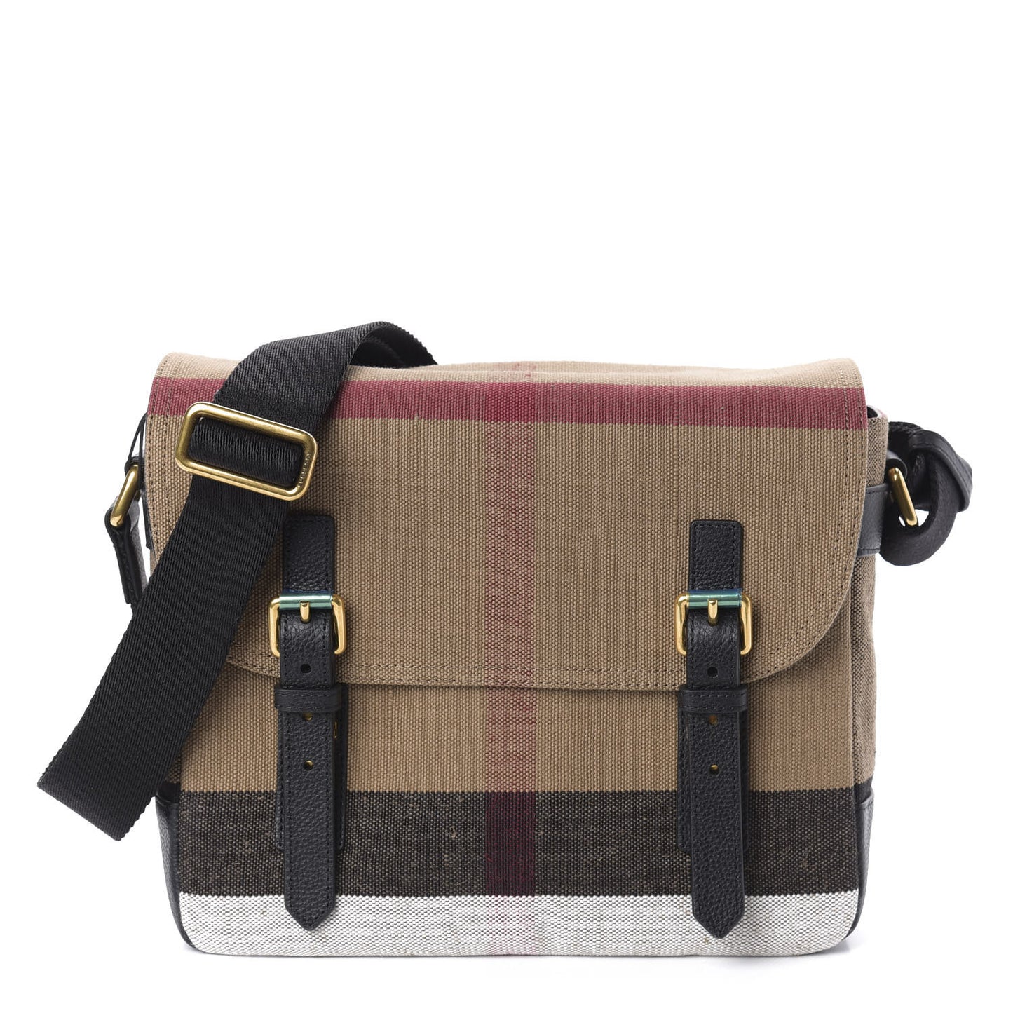Canvas Mega Check Large Baildon Messenger Bag Black