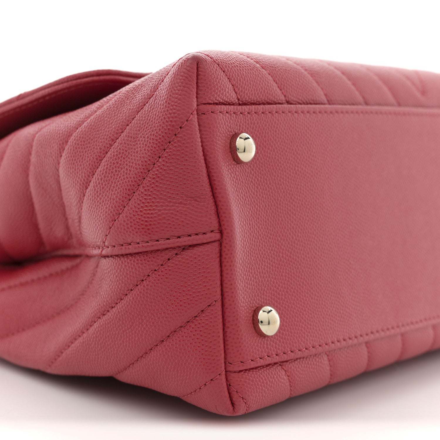 Chanel Caviar Chevron Quilted Small Coco Handle Flap Red 9 of 10
